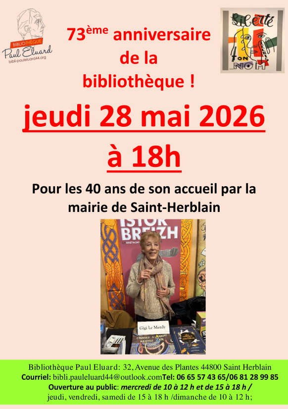 Couverture de 73eme anniversaire de la biblioth&egrave;que