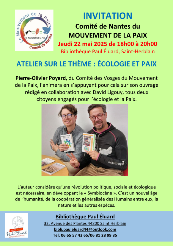 Couverture de Atelier « Écologie et Paix » avec l' auteur Pierre Olivier Poyard