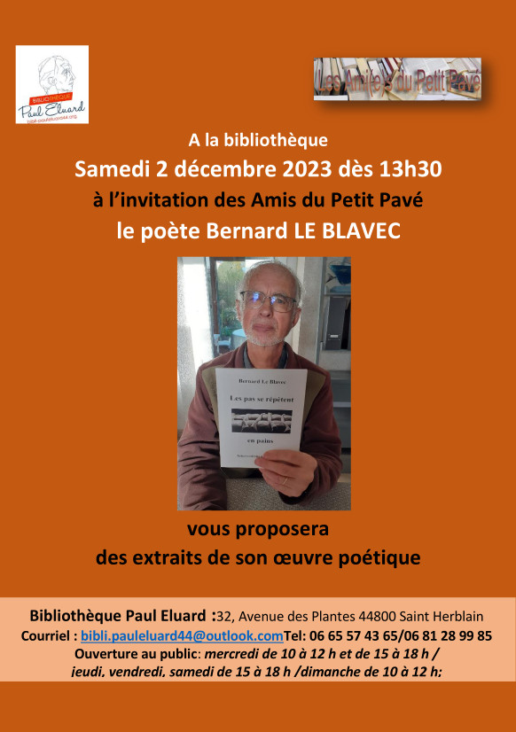 Couverture de Lecture de poèmes : Bernard Le Blavec